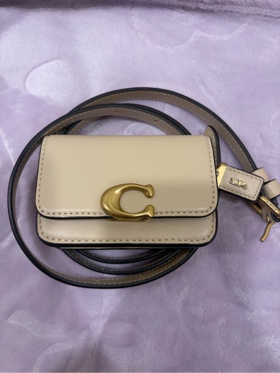 Coach Handbags - Coach Cream Leather Mini C Belt Bag with Gold Hardware